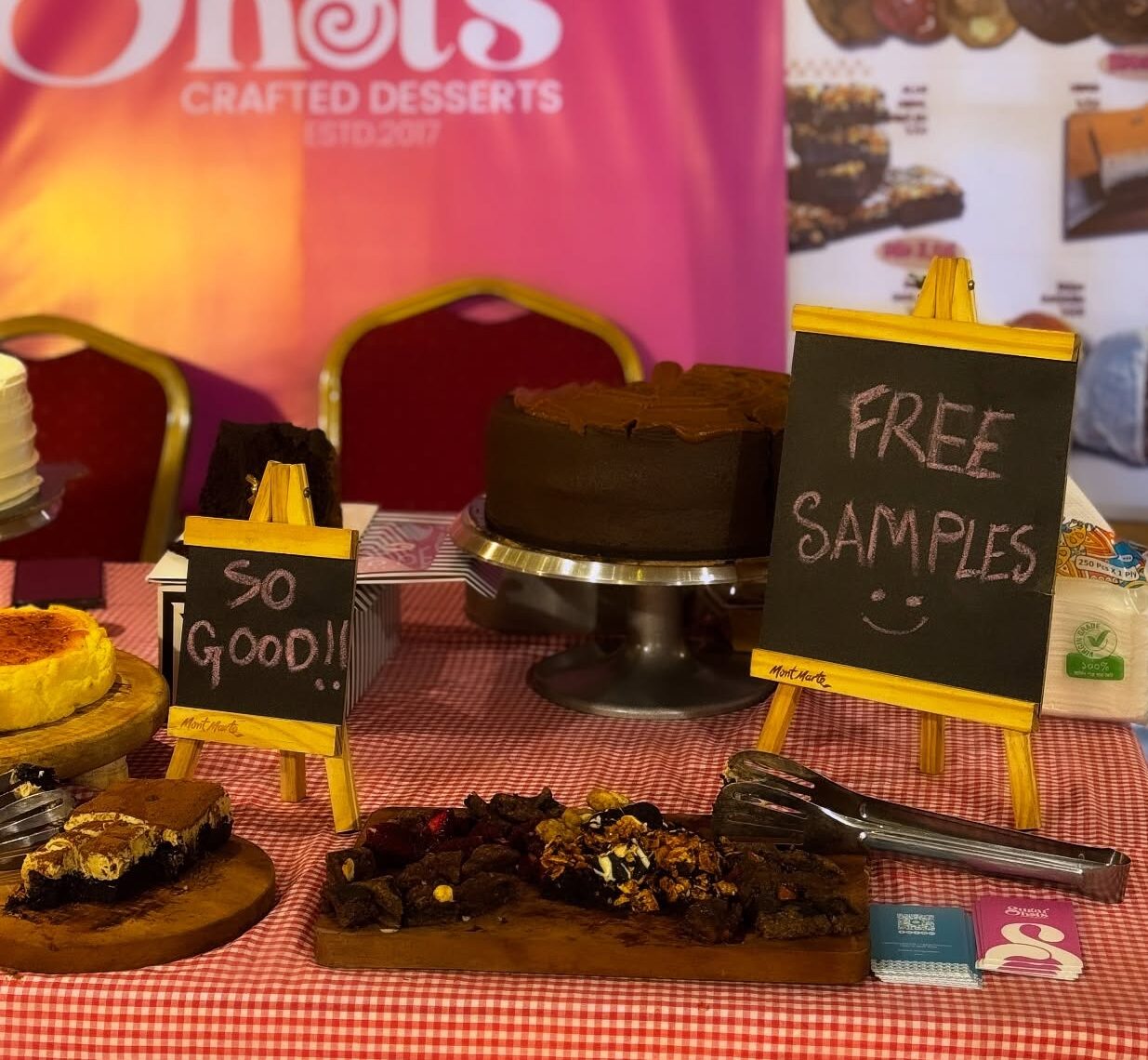 Sugar Shots dessert table with free samples at an event